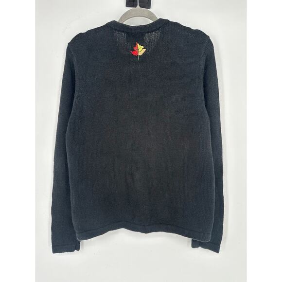 All Points Cardigan Zip Novelty Sweater Womens L Autumn Halloween Fall Pumpkin - Picture 7 of 10